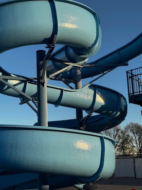 Close view of the freshly painted slide exterior