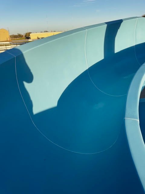 Curved slide interior after the new gelcoat